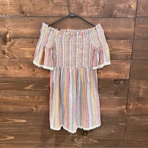 Parker Beach Striped Off the Shoulder Smocked Dress